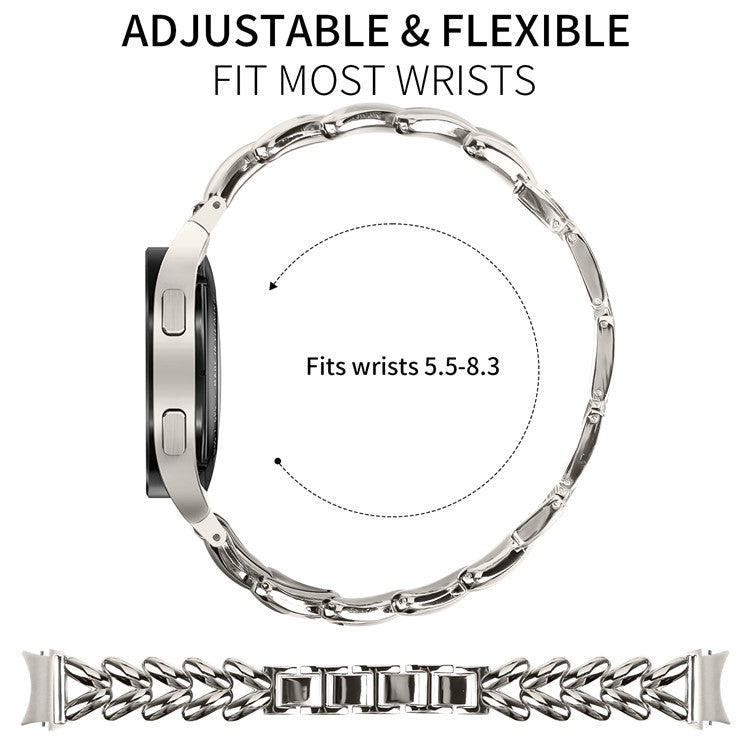 Zinc Alloy Watch Band for Samsung Galaxy Watch6 40mm  /  44mm  /  Watch6 Classic 43mm  /  47mm Twisted Watch Strap with Quick Release Connector - Starlight