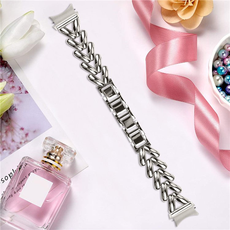Zinc Alloy Watch Band for Samsung Galaxy Watch6 40mm  /  44mm  /  Watch6 Classic 43mm  /  47mm Twisted Watch Strap with Quick Release Connector - Starlight