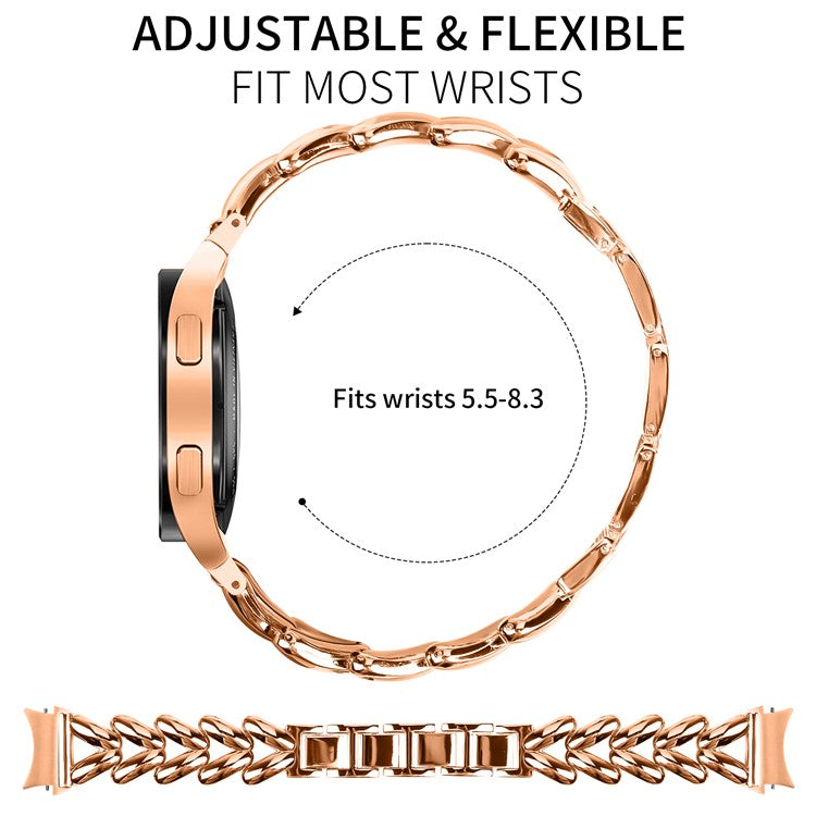 Zinc Alloy Watch Band for Samsung Galaxy Watch7 44mm  /  40mm Twisted Watch Strap with Quick Release Connector - Rose Gold