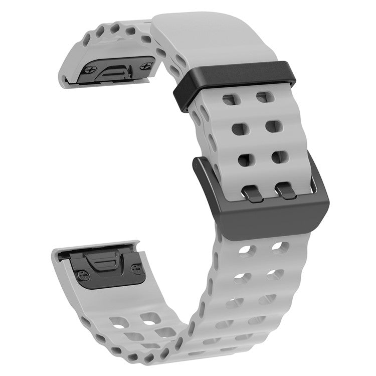 26mm Silicone Strap for Garmin Fenix 8 51mm / Enduro 3 / Instinct 2X Multiple Holes Watchband - Grey