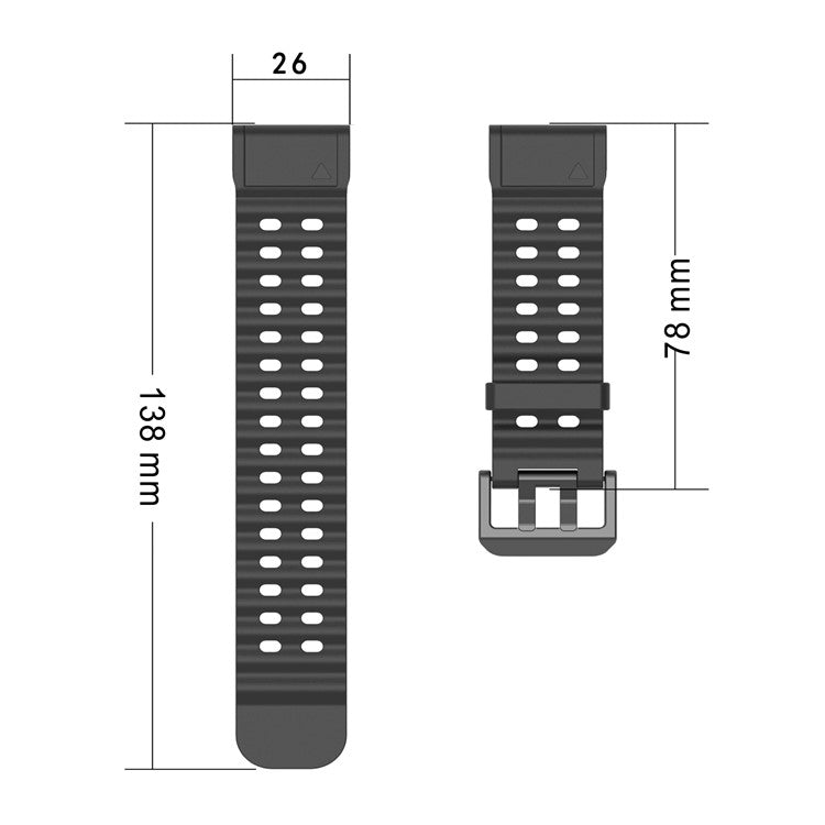 26mm Silicone Strap for Garmin Fenix 8 51mm / Enduro 3 / Instinct 2X Multiple Holes Watchband - Grey