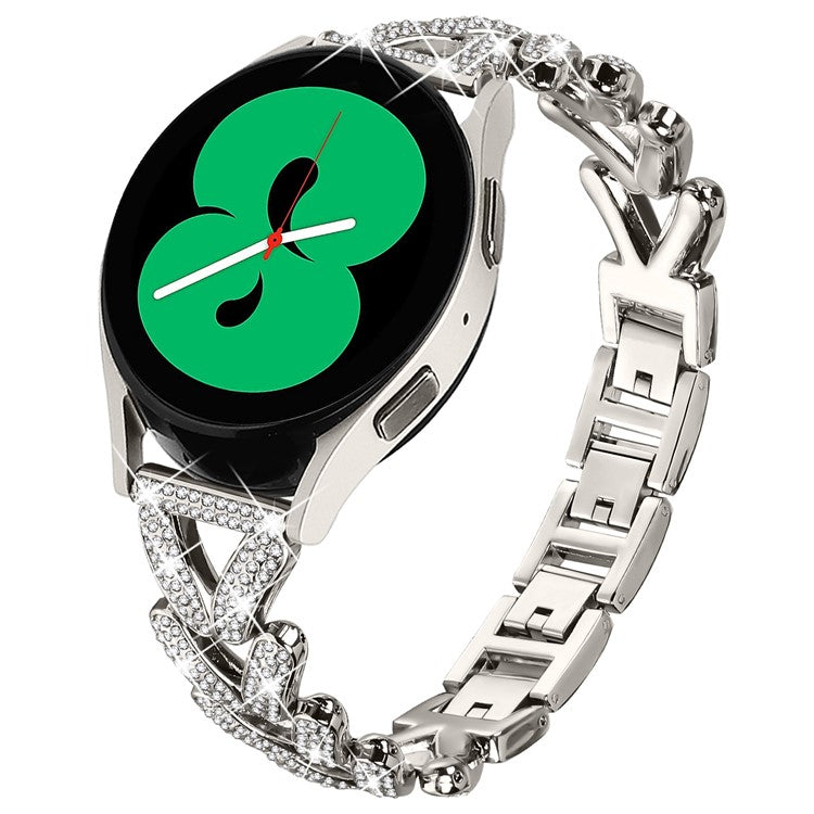 Zinc Alloy Twisted Watch Band Rhinestone Decor for Samsung Galaxy Watch Active Watch Strap Replacement - Starlight
