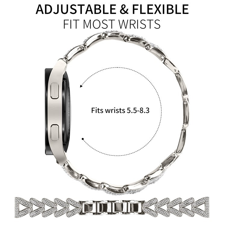 Zinc Alloy Twisted Watch Band Rhinestone Decor for Samsung Galaxy Watch Active Watch Strap Replacement - Starlight
