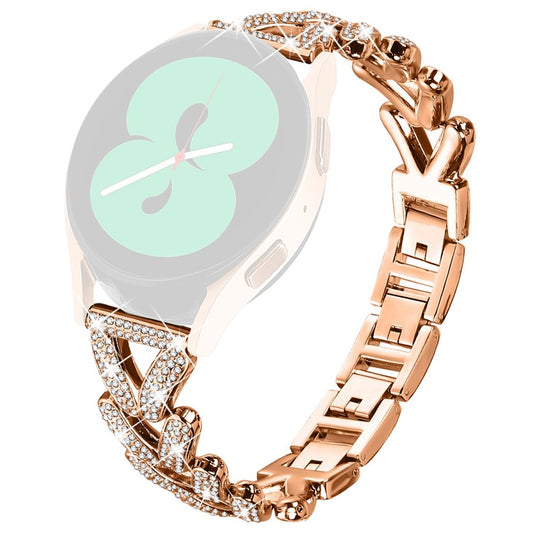 Zinc Alloy Twisted Watch Band Rhinestone Decor for Samsung Galaxy Watch 42mm Watch Strap Replacement - Rose Gold