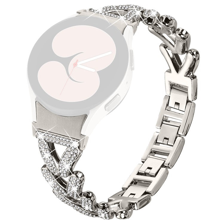 Zinc Alloy Watch Band with Quick Release Connector for Samsung Galaxy Watch4  /  Watch5 40mm  /  44mm  /  45mm Rhinestone Decor Watch Strap - Starlight