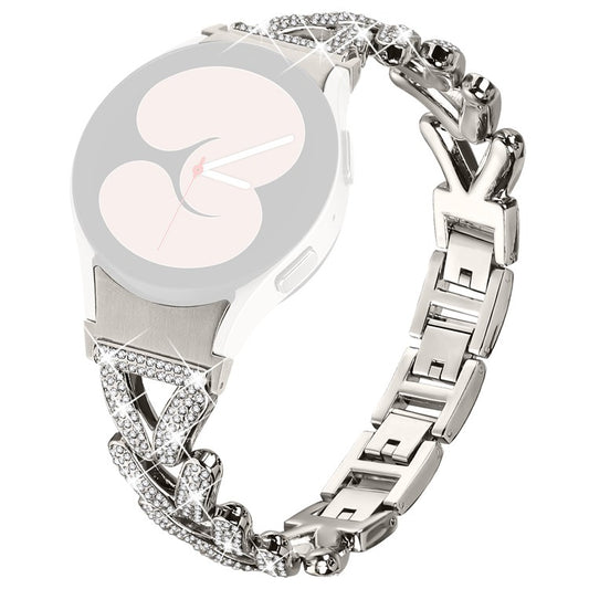 Zinc Alloy Watch Band with Quick Release Connector for Samsung Galaxy Watch4  /  Watch5 40mm  /  44mm  /  45mm Rhinestone Decor Watch Strap - Starlight