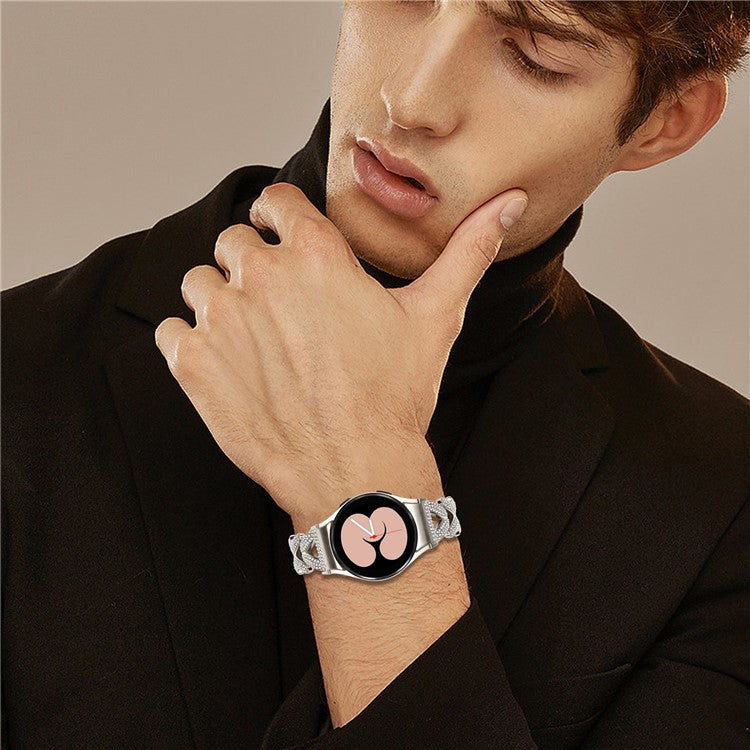 Zinc Alloy Watch Band with Quick Release Connector for Samsung Galaxy Watch4  /  Watch5 40mm  /  44mm  /  45mm Rhinestone Decor Watch Strap - Starlight
