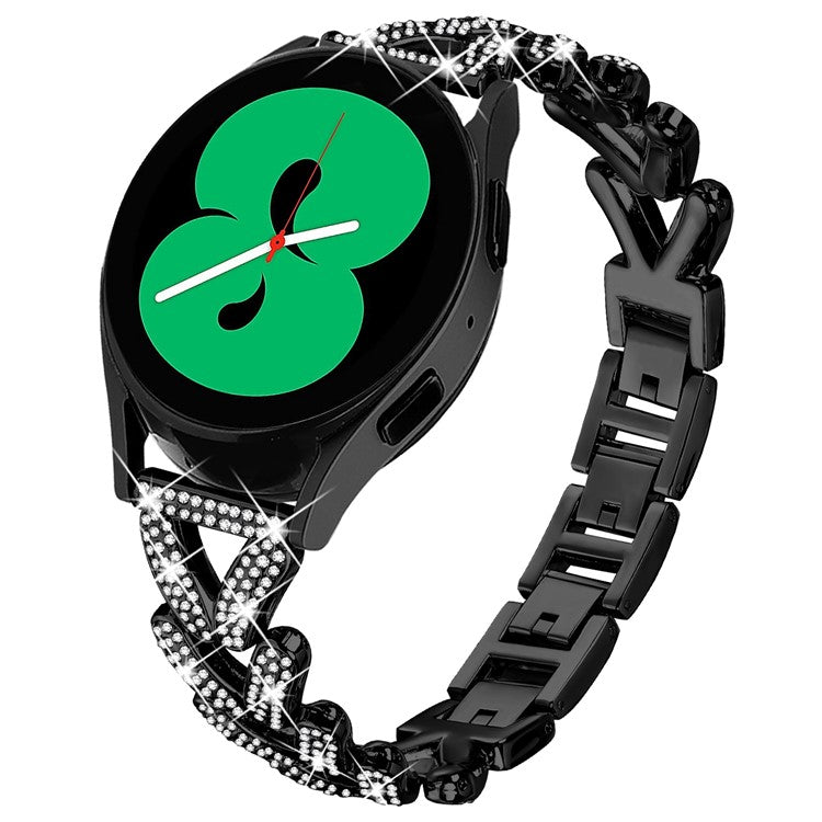 Zinc Alloy Twisted Watch Band Rhinestone Decor for Garmin Vivomove Style  /  GarminMove Style Watch Strap - Black