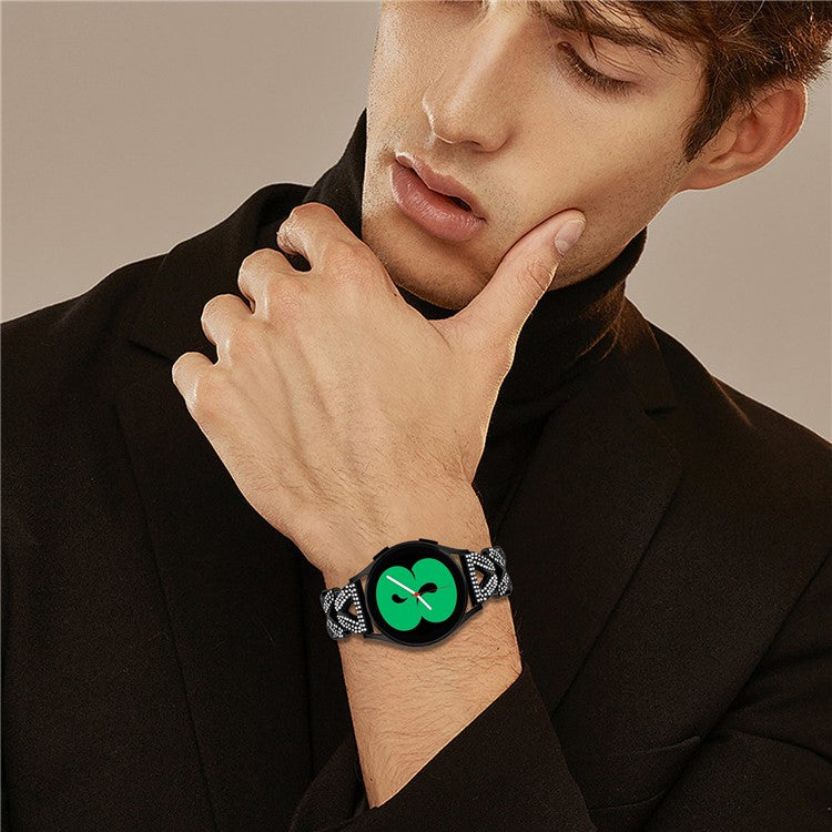Zinc Alloy Twisted Watch Band Rhinestone Decor for Garmin Vivomove Style  /  GarminMove Style Watch Strap - Black