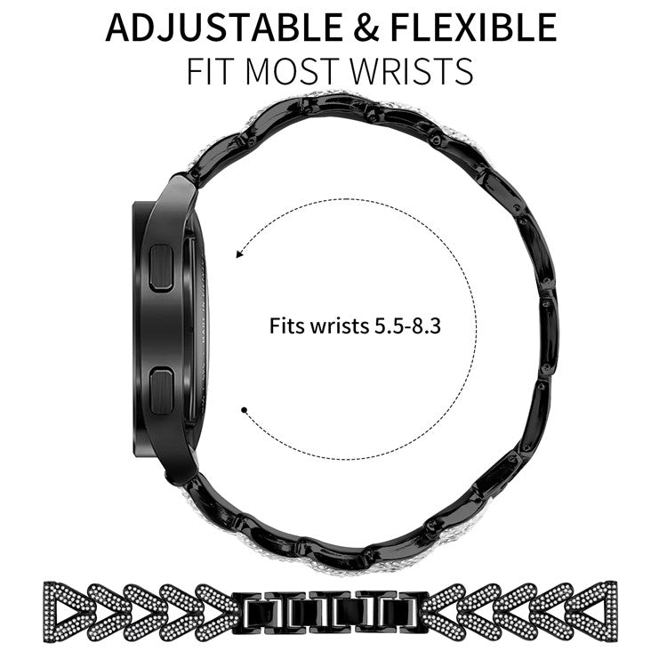 Zinc Alloy Twisted Watch Band Rhinestone Decor for Garmin Vivomove Style  /  GarminMove Style Watch Strap - Black