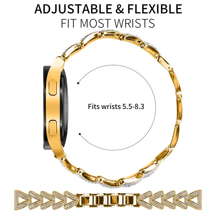 Zinc Alloy Twisted Watch Band Rhinestone Decor for Huawei Watch GT 2 42mm Watch Strap - Gold