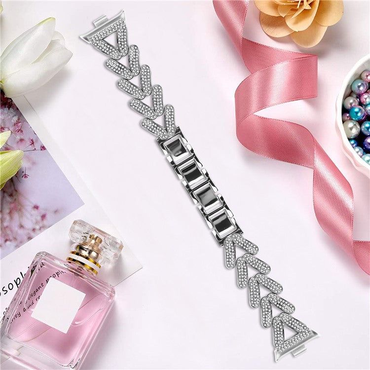 Zinc Alloy Twisted Watch Band Rhinestone Decor for Xiaomi Smart Band 8 Pro Watch Strap - Silver