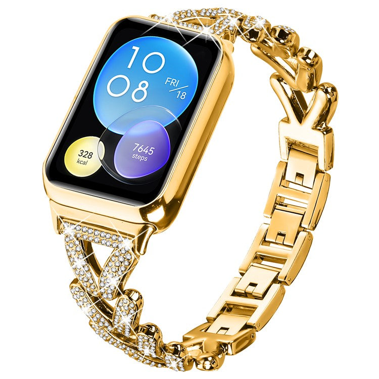 Zinc Alloy Twisted Watch Band Rhinestone Decor for Xiaomi Smart Band 8 Pro Watch Strap - Gold