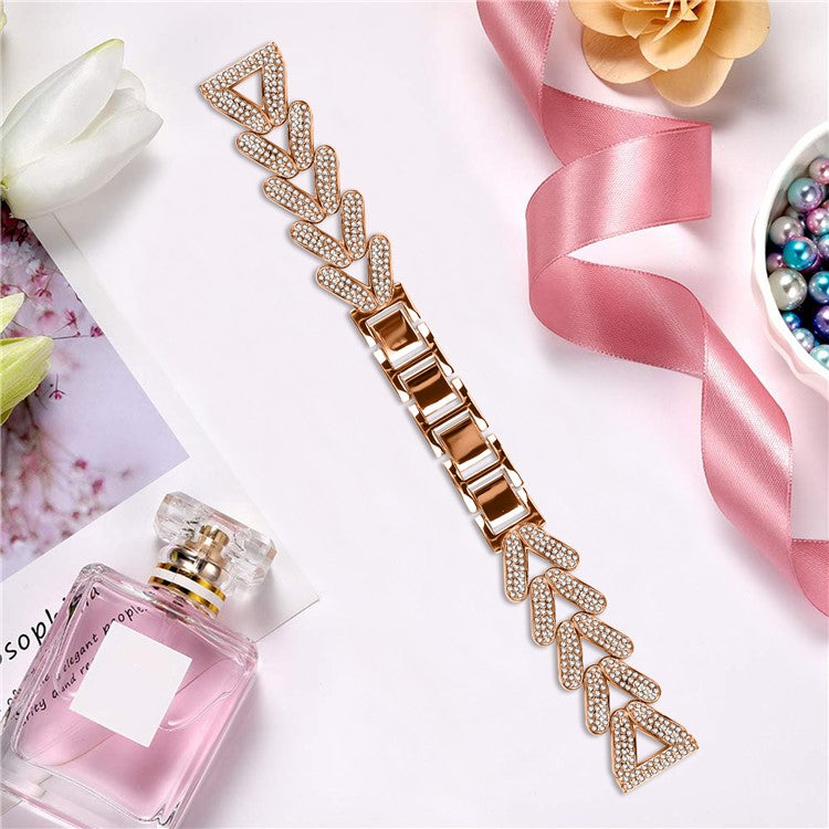 Zinc Alloy Twisted Watch Band Rhinestone Decor for Verizon GizmoWatch 2 Watch Strap - Rose Gold
