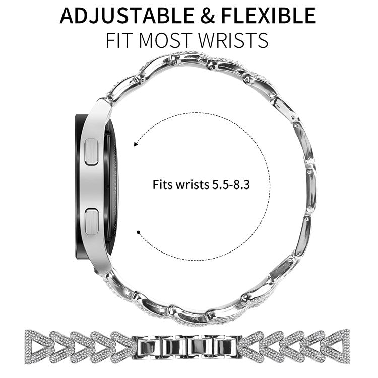 Zinc Alloy Twisted Watch Band Rhinestone Decor for Realme TechLife Watch S100 Watch Strap - Silver