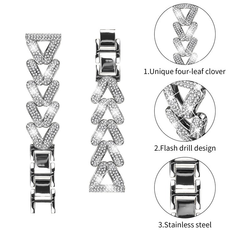 Zinc Alloy Twisted Watch Band Rhinestone Decor for TicWatch E  /  TicWatch E3 Watch Strap - Silver