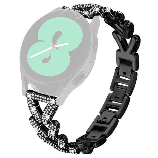 Zinc Alloy Twisted Watch Band Rhinestone Decor for Mibro Lite Watch Strap - Black