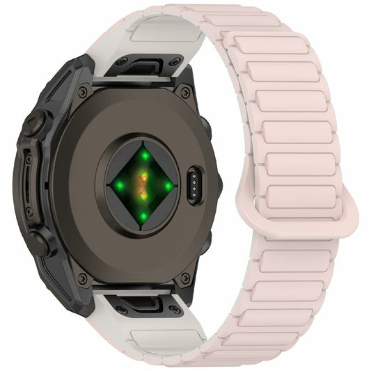 20mm Silicone Band for Garmin Fenix 8 43mm / Descent MK3 / MK3i / Fenix 7S Quick Release Magnetic Watch Strap - Pink+Starlight
