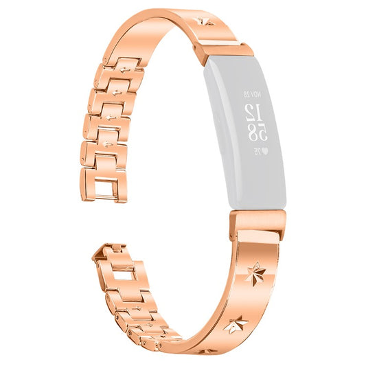 For Fitbit Inspire / Inspire HR Replacement Strap Metal Watch Band Snowflake Pattern - Rose Gold