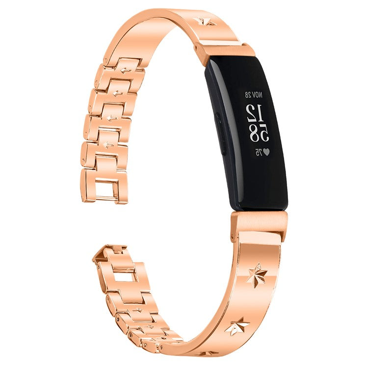 For Fitbit Inspire / Inspire HR Replacement Strap Metal Watch Band Snowflake Pattern - Rose Gold