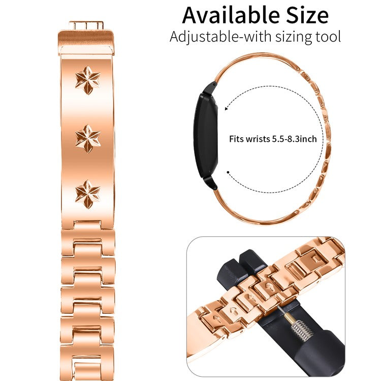 For Fitbit Inspire / Inspire HR Replacement Strap Metal Watch Band Snowflake Pattern - Rose Gold