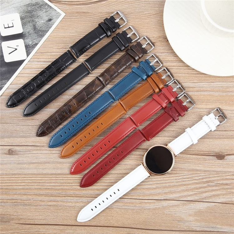 18mm Strap for Garmin Venu 3S / Forerunner 265S / Forerunner 255S / Venu 2S / Vivomove 3S Top Layer Cowhide Leather Watch Band - Brown Bamboo Grain