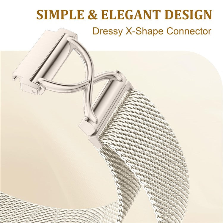 Milanese Band For Coros Apex 42mm Electroplated Stainless Steel Magnetic Watch Strap with X-Shaped Connector - Starlight