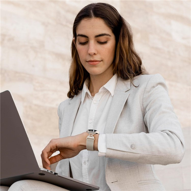Milanese Band For Coros Apex 42mm Electroplated Stainless Steel Magnetic Watch Strap with X-Shaped Connector - Starlight