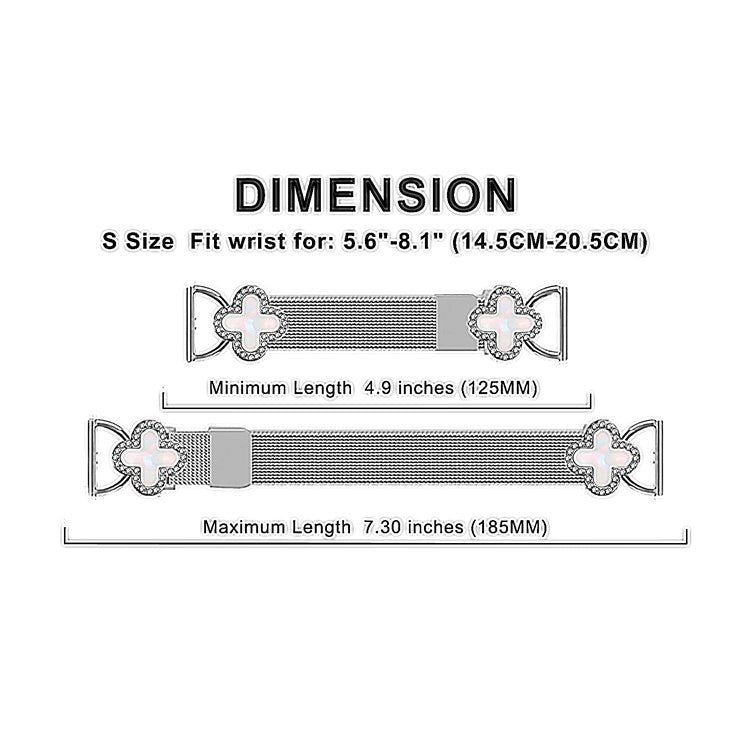 For Coros Apex 2 Milanese Band Electroplated Stainless Steel Watch Strap Clover Decor, Size: S - Black  /  Black