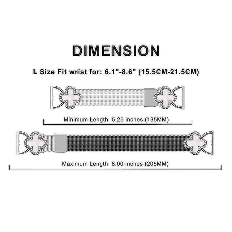 For Haylou BLING LS12 Milanese Band Clover Decor Electroplated Stainless Steel Strap, Size: L - Rose Gold  /  Black