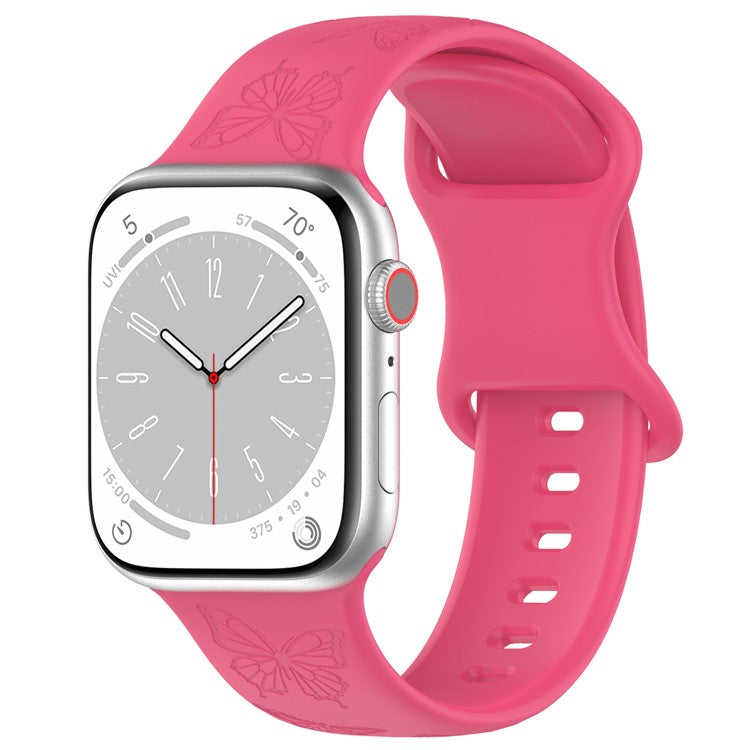 KALEBOL Butterfly Imprint Watch Strap for Apple Watch Series 10 Ultra 9 8 7 SE 6 5 4 3 2 1 46mm 49mm 45mm 44mm 42mm Silicone Band - Pink