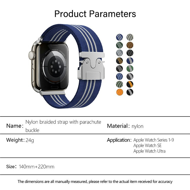 KALEBOL Nylon Watch Band for Apple Watch Series 10 Ultra 9 8 7 SE 6 5 4 3 2 1 46mm 49mm 45mm 44mm 42mm Wrist Strap - Black+White / Three Stripes