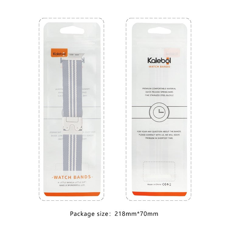 KALEBOL Nylon Watch Band for Apple Watch Series 10 Ultra 9 8 7 SE 6 5 4 3 2 1 46mm 49mm 45mm 44mm 42mm Wrist Strap - Black+White / Three Stripes