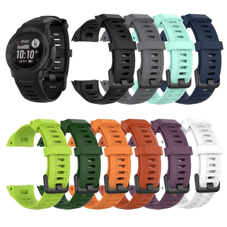Silicone Watch Band for Garmin Instinct Tactical / Instinct Tide / Instinct 2 / Instinct Wrist Strap with Black Buckle - Yellow