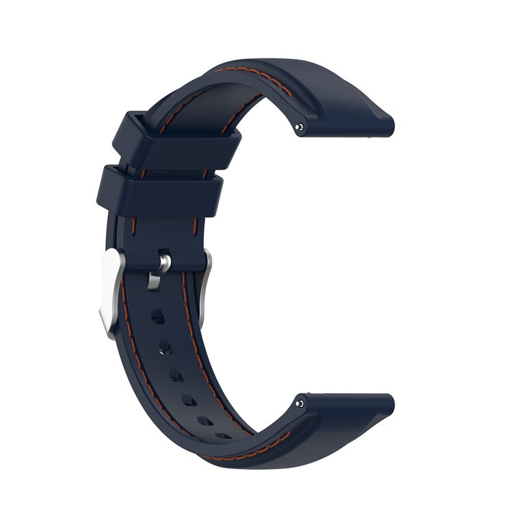 Sewing Line Design Silicone Adjustable Watch Band Strap Replacement for Samsung Galaxy Watch3 45mm / Gear S3 Classic/Frontier/Huawei Watch 3/Watch 3 Pro - Dark Blue
