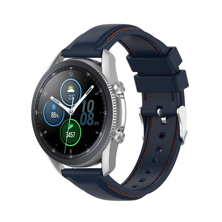 Sewing Line Design Silicone Adjustable Watch Band Strap Replacement for Samsung Galaxy Watch3 45mm / Gear S3 Classic/Frontier/Huawei Watch 3/Watch 3 Pro - Dark Blue