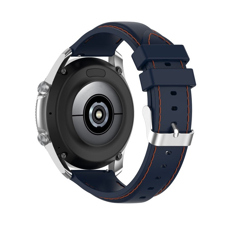 Sewing Line Design Silicone Adjustable Watch Band Strap Replacement for Samsung Galaxy Watch3 45mm / Gear S3 Classic/Frontier/Huawei Watch 3/Watch 3 Pro - Dark Blue