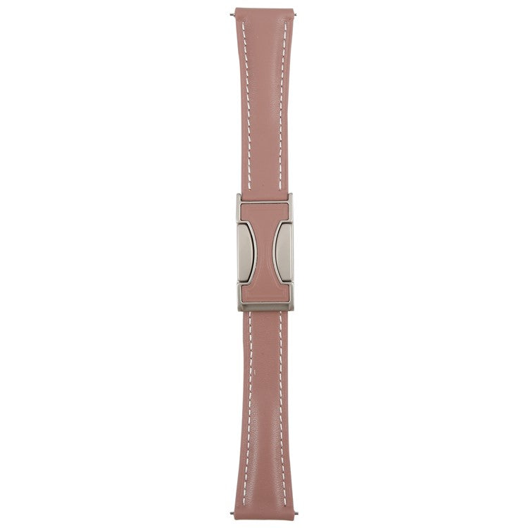 18mm Genuine Cow Leather Strap for Garmin Venu 3S / Forerunner 265S / Forerunner 255S Flat Texture Magnetic Buckle Watch Band - Smoky Purple