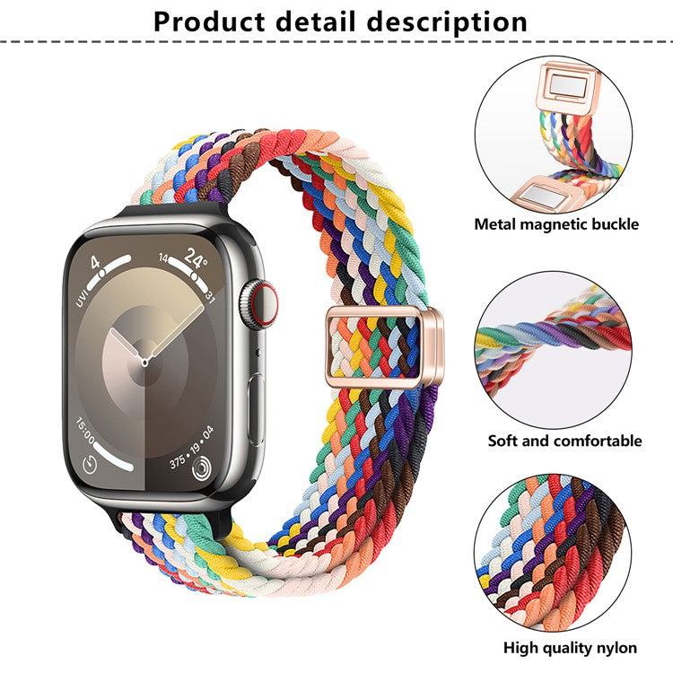 KALEBOL Braided Watch Strap For Apple Watch Series 10 9 8 7 SE 6 5 4 3 2 1 42mm 41mm 40mm 38mm Magnetic Nylon Sport Wristbands - Spring Cherry