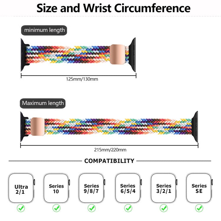 KALEBOL Braided Watch Strap For Apple Watch Series 10 9 8 7 SE 6 5 4 3 2 1 42mm 41mm 40mm 38mm Magnetic Nylon Sport Wristbands - Spring Cherry