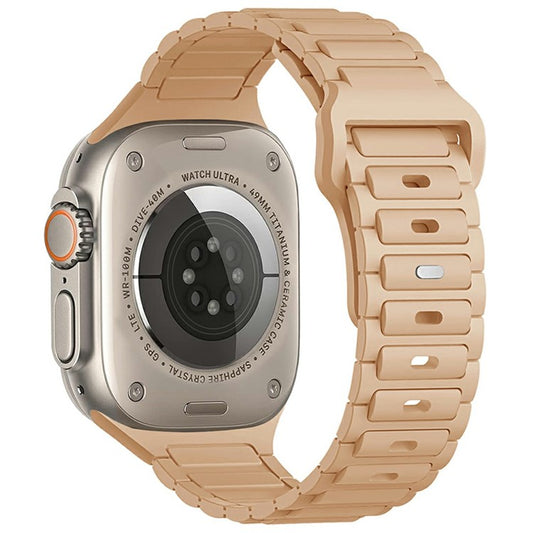 KALEBOL Watch Strap for Apple Watch Series 10 9 8 7 SE 6 5 4 3 2 1 42mm 41mm 40mm 38mm Three Bead Silicone Band - Milk Tea