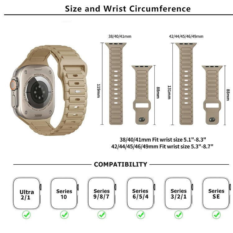KALEBOL Watch Strap for Apple Watch Series 10 9 8 7 SE 6 5 4 3 2 1 42mm 41mm 40mm 38mm Three Bead Silicone Band - Milk Tea