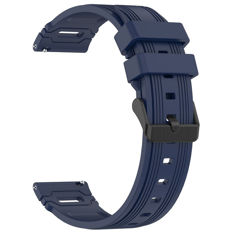 22mm Universal Silicone Watch Band For Huawei Watch GT 5 Pro 46mm  /  GT 5 46mm  /  GT 4 46mm Vertical Stripes Strap - Navy Blue