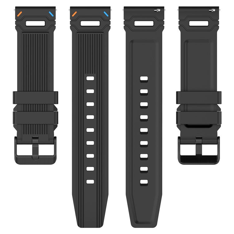 22mm Universal Silicone Watch Band For Huawei Watch GT 5 Pro 46mm  /  GT 5 46mm  /  GT 4 46mm Vertical Stripes Strap - Navy Blue