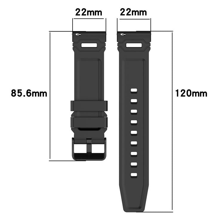 22mm Universal Silicone Watch Band For Huawei Watch GT 5 Pro 46mm  /  GT 5 46mm  /  GT 4 46mm Vertical Stripes Strap - Navy Blue
