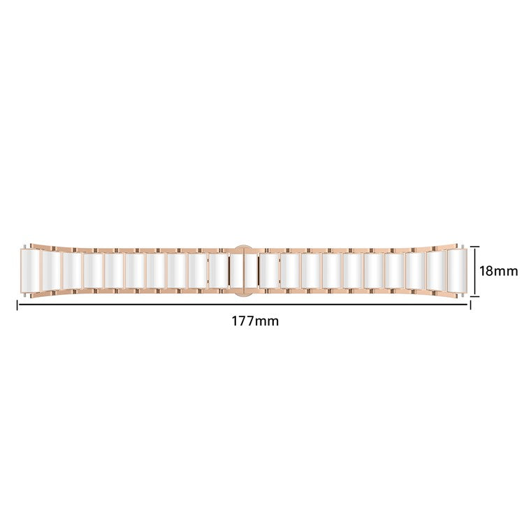 18mm Ceramic Metal Watch Band For Huawei Watch GT 5 Pro 42mm  /  GT 5 41mm  /  GT 4 41mm Quick Release Butterfly Clasp Strap - White  /  Rose Gold
