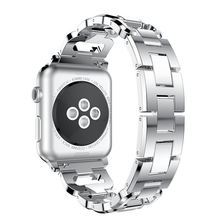KALEBOL Square Watch Band for Apple Watch Series 10 9 8 7 SE 6 5 4 3 2 1 42mm 41mm 40mm 38mm Zinc Alloy Rhinestone Wrist Strap -  Silver