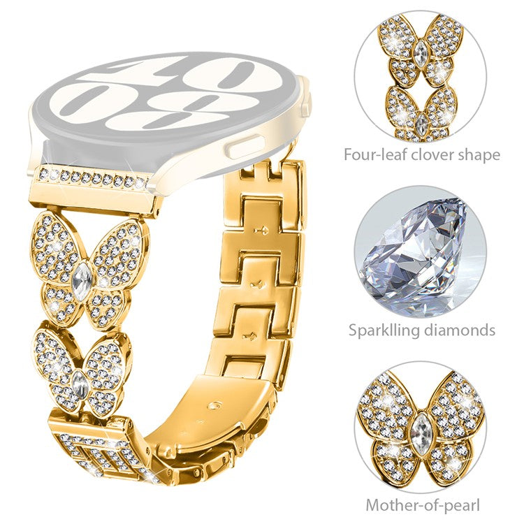 For Honor Watch Dream Band Butterfly Rhinestones Decor Alloy Metal Watch Strap - Gold