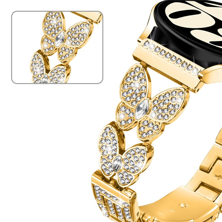 For Honor Watch Dream Band Butterfly Rhinestones Decor Alloy Metal Watch Strap - Gold