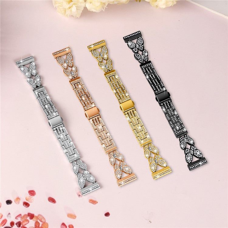 For Honor Watch Dream Band Butterfly Rhinestones Decor Alloy Metal Watch Strap - Gold